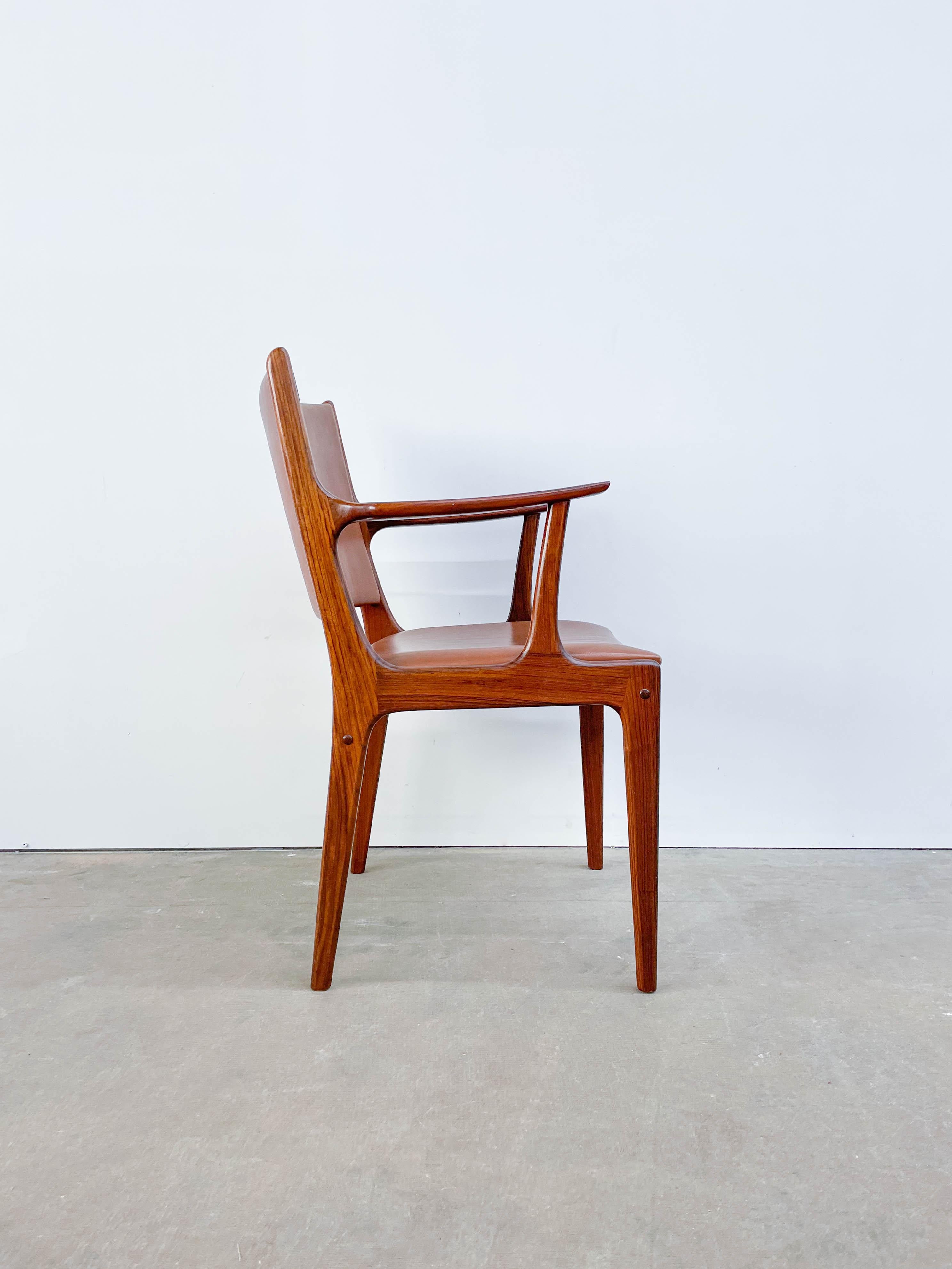 Rosewood and Leather Armchair by Johannes Anderson In Good Condition In Kalamazoo, MI