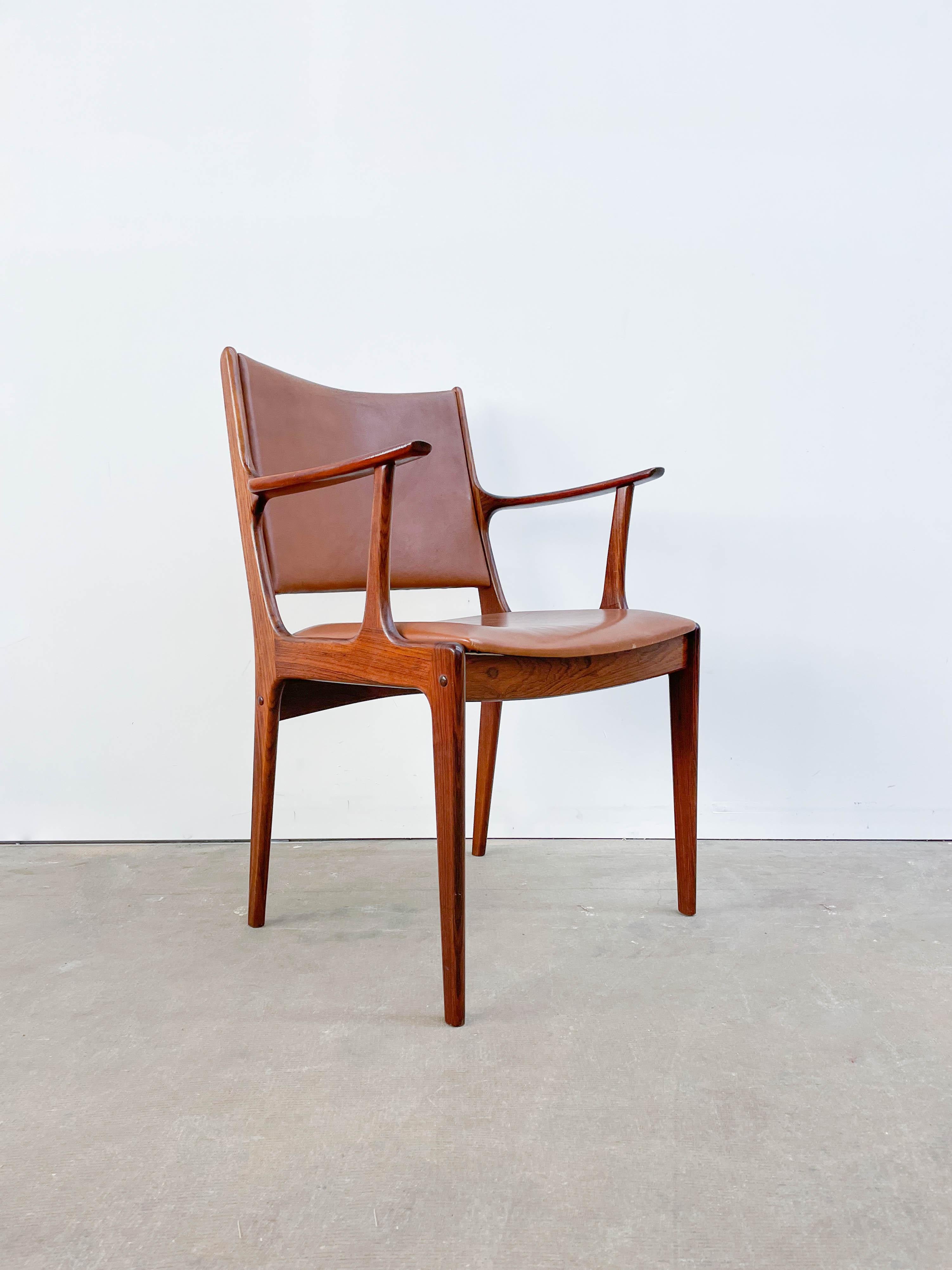 20th Century Rosewood and Leather Armchair by Johannes Anderson