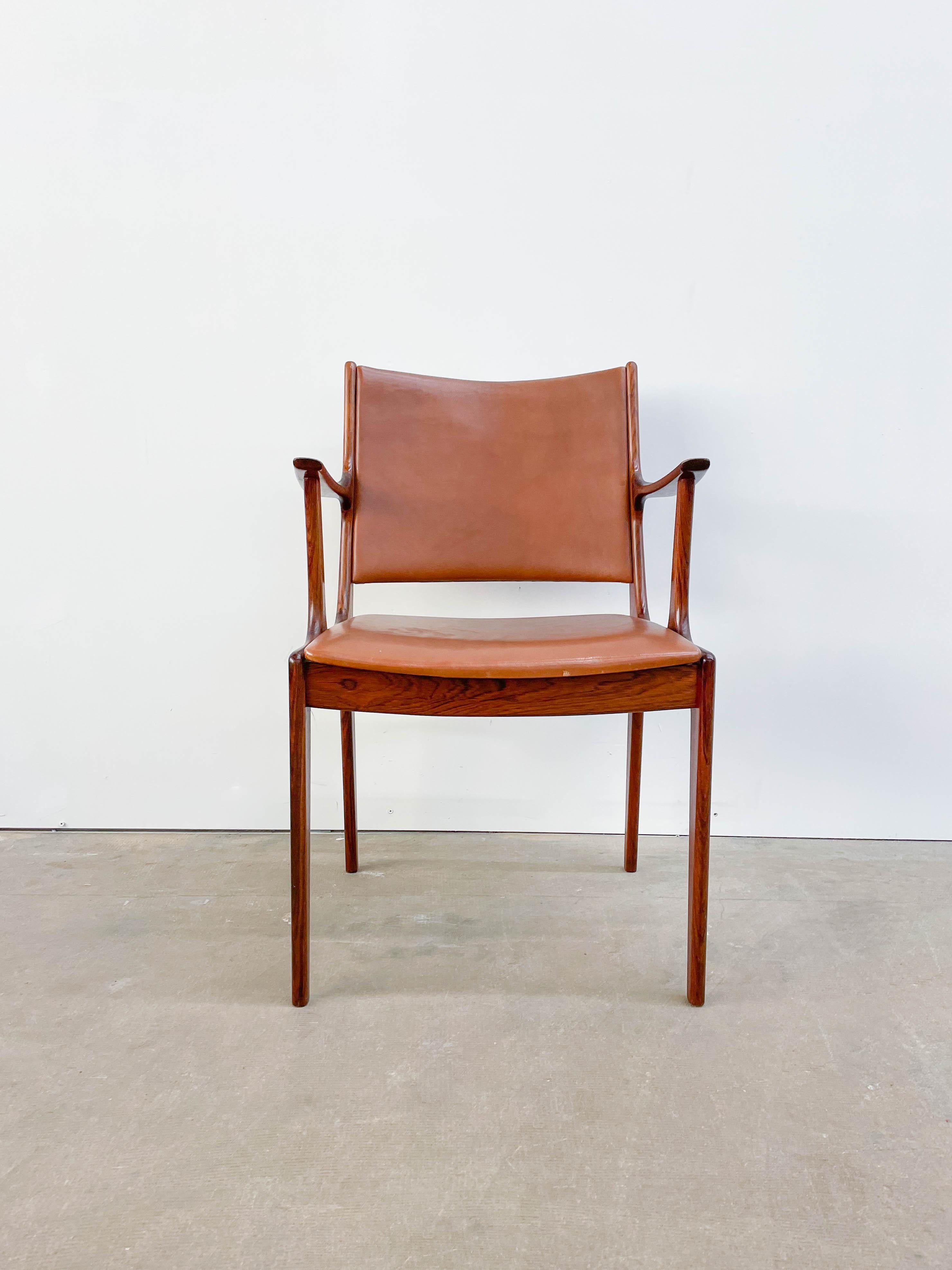 Rosewood and Leather Armchair by Johannes Anderson 1