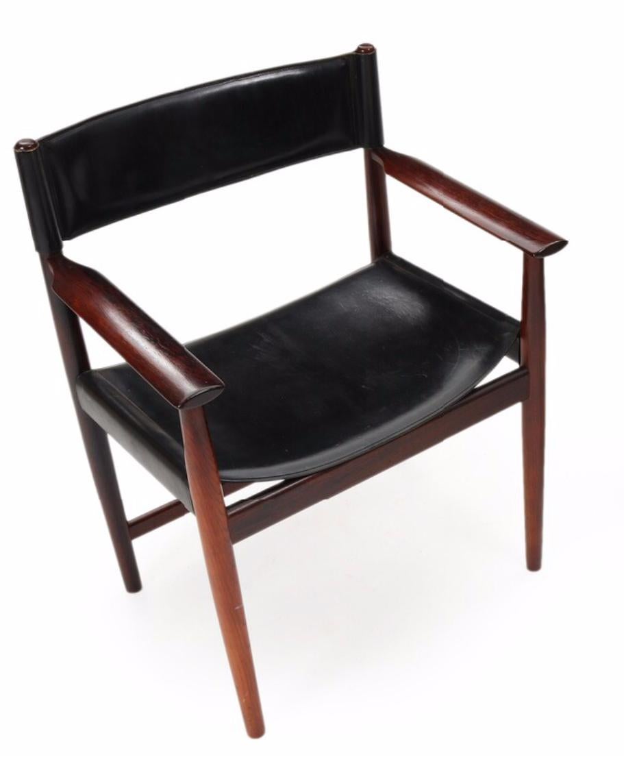 Danish Rosewood and Leather Armchairs by Kurt Østervig For Sale