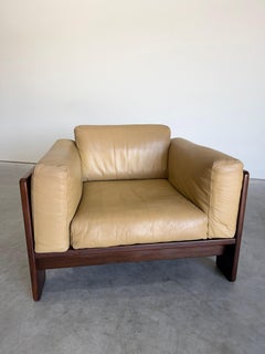 Chaise Bastiano en bois de rose et cuir par Afra & Tobia Scarpa pour Gavina