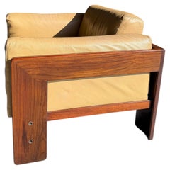 Chaise Bastiano en bois de rose et cuir par Afra & Tobia Scarpa pour Gavina