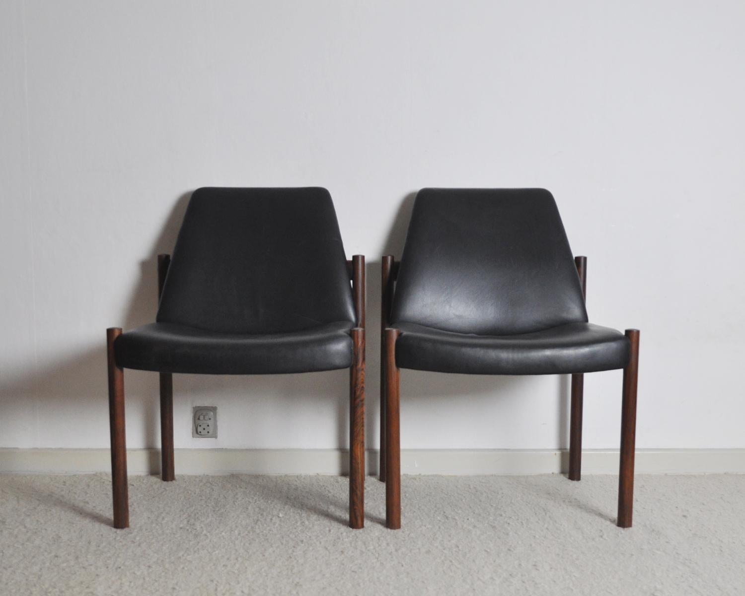 Norwegian Rosewood and Leather Dining Chair by Sven Ivar Dysthe for Dokka Møbler For Sale