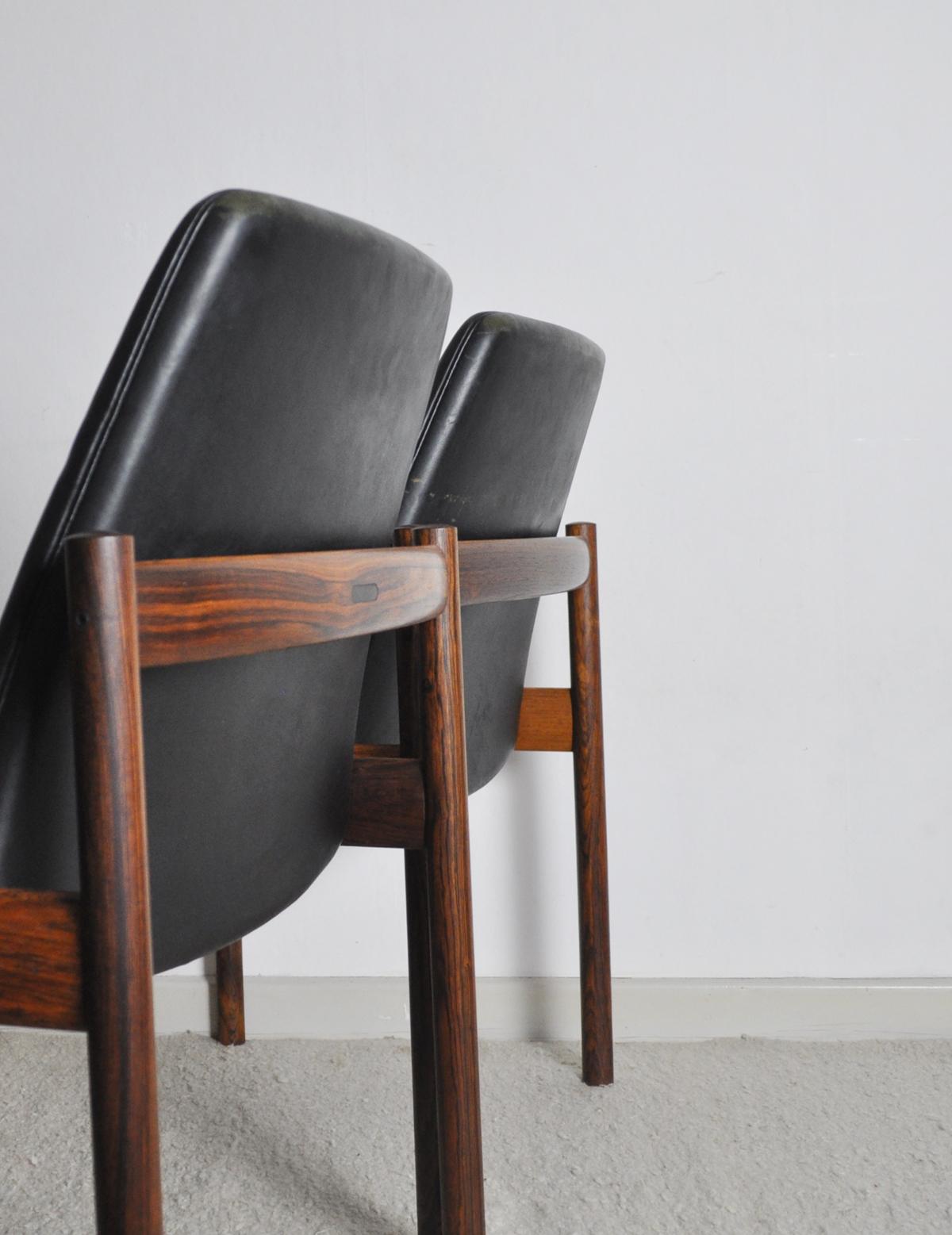 Rosewood and Leather Dining Chair by Sven Ivar Dysthe for Dokka Møbler For Sale 1