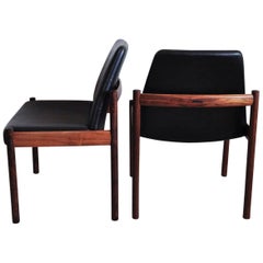 Rosewood and Leather Dining Chair by Sven Ivar Dysthe for Dokka Møbler