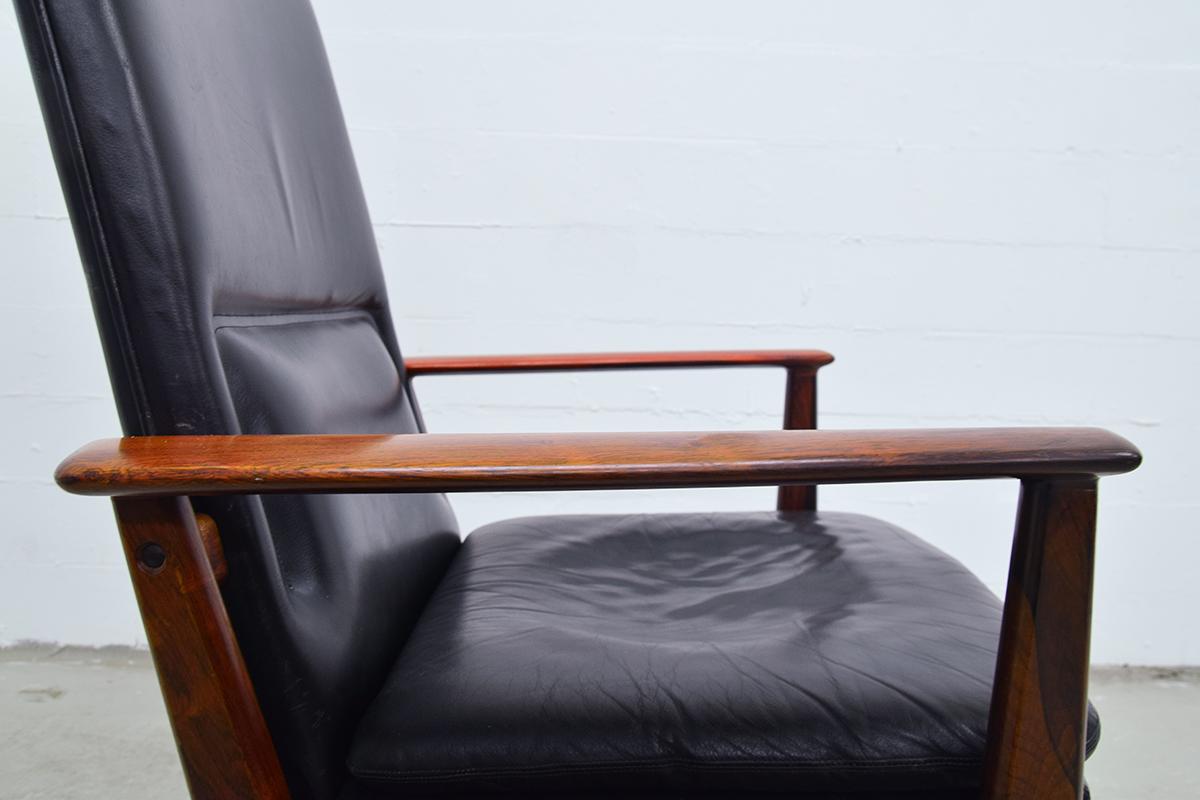 Rosewood and Leather Executive Office Chair by Arne Vodder for Sibast, 1960s 6