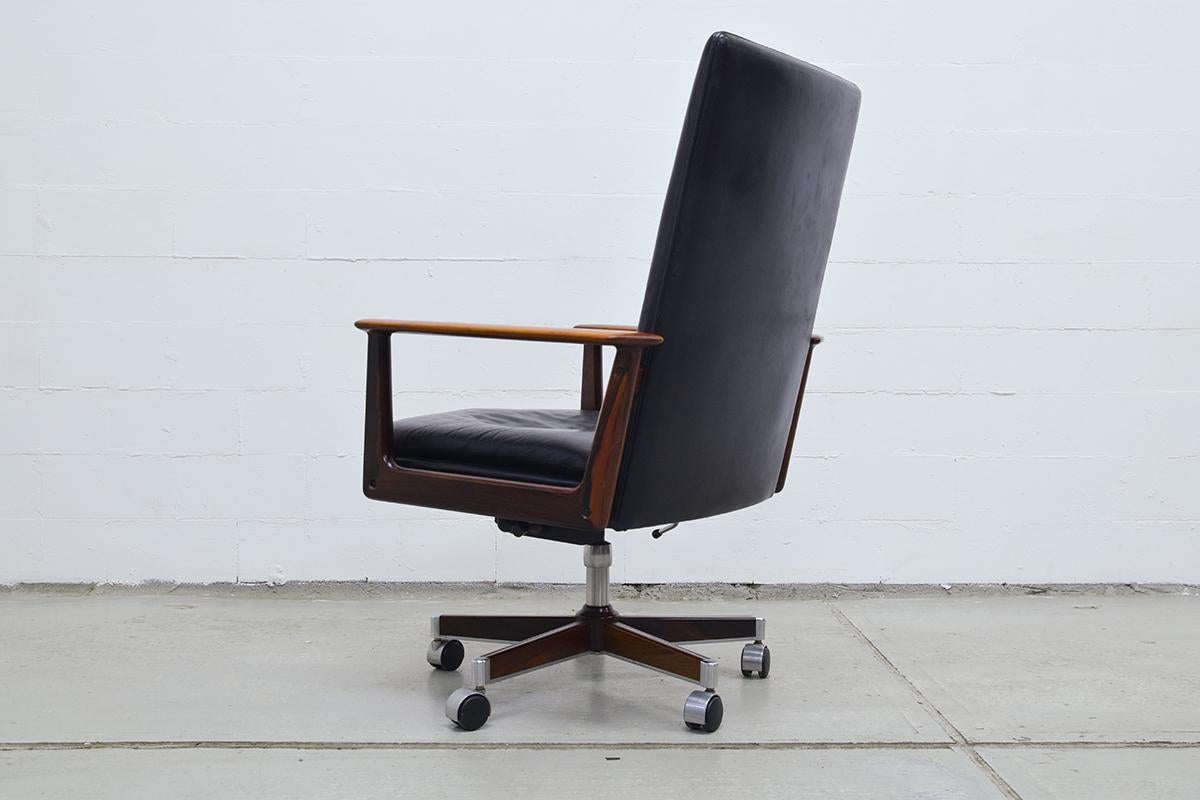 Danish Rosewood and Leather Executive Office Chair by Arne Vodder for Sibast, 1960s