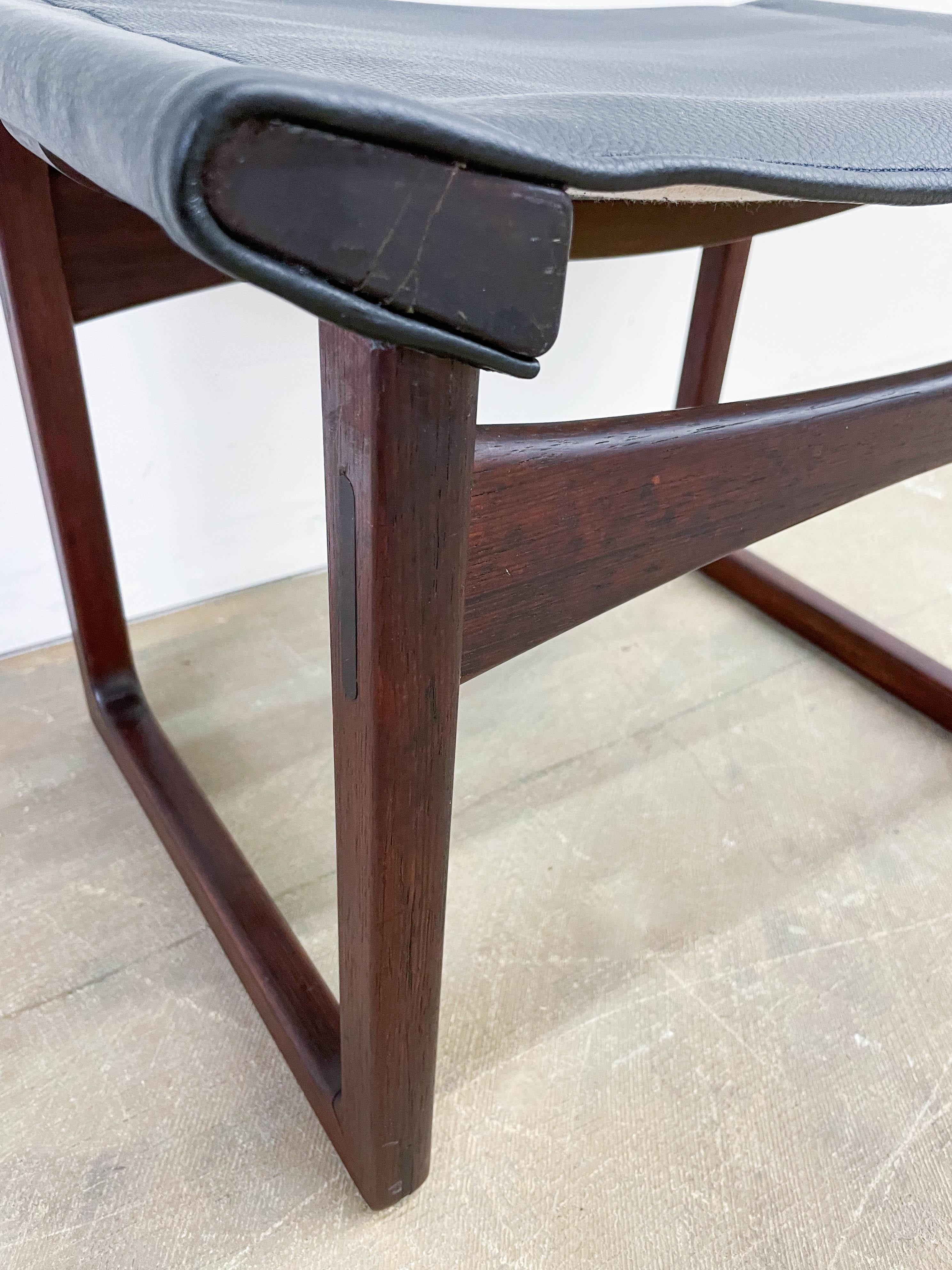 Mid-Century Modern Rosewood and Leather Footstool by Madsen & Larson For Pontoppidan For Sale