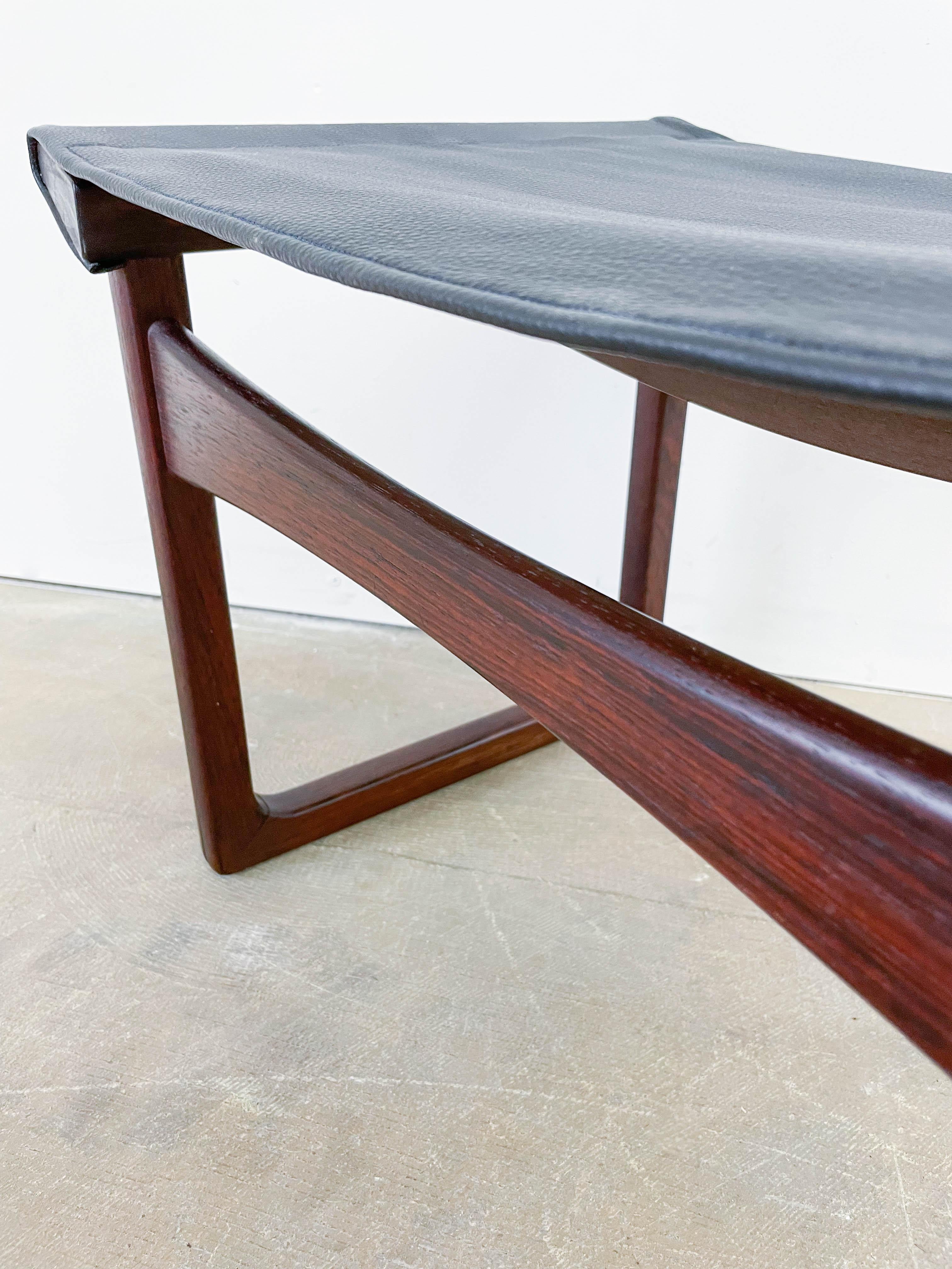 20th Century Rosewood and Leather Footstool by Madsen & Larson For Pontoppidan For Sale
