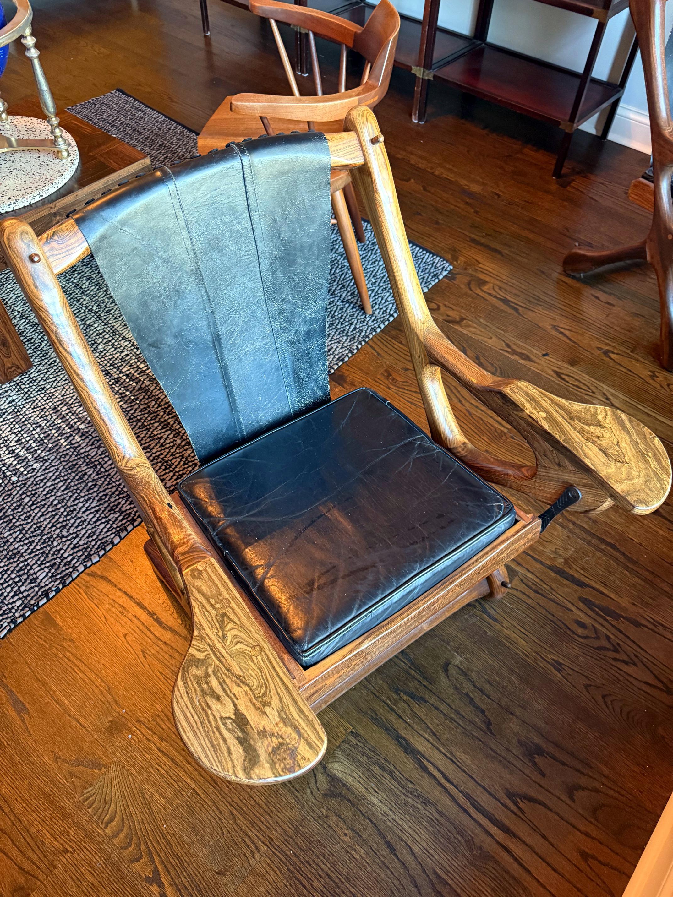 Loungesessel und Ottomane aus Palisanderholz und Leder von Don Shoemaker (Mexikanisch) im Angebot