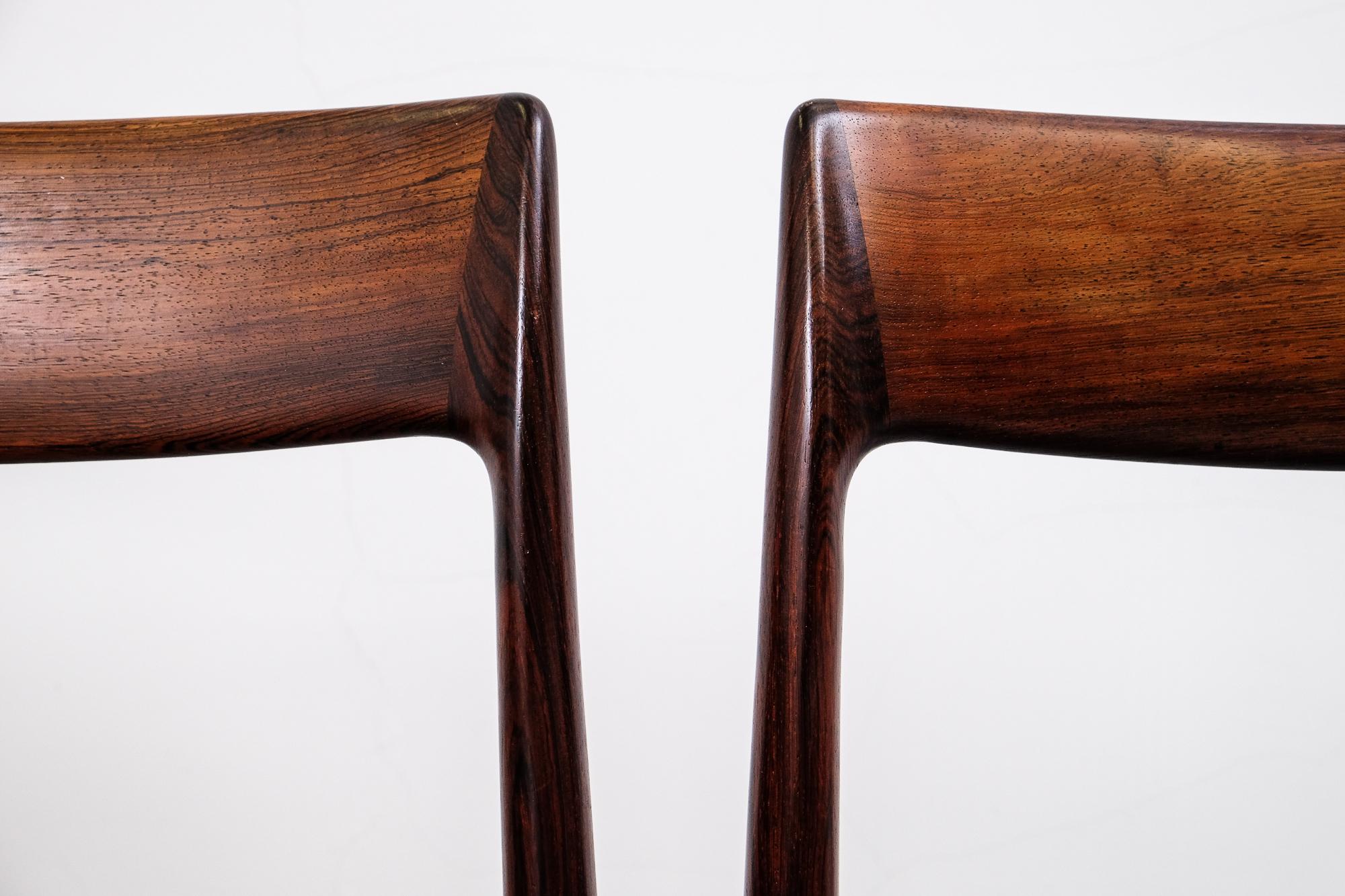 Rosewood and Leather Niels Møller Model #77 Dining Chairs, Set of Six 2