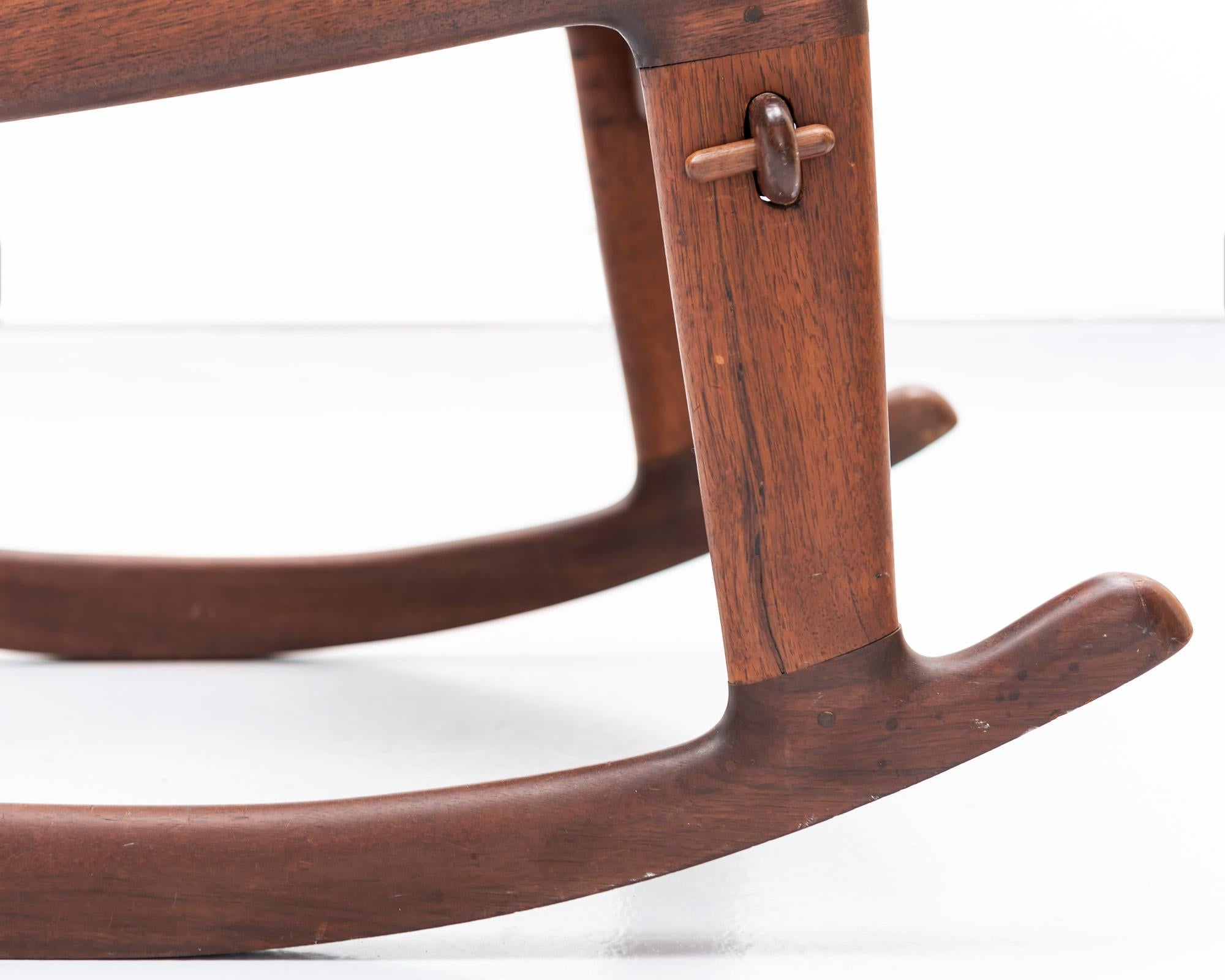 Rosewood and Leather Rocker by Angel Pazmino, Ecuador, 1960s 4