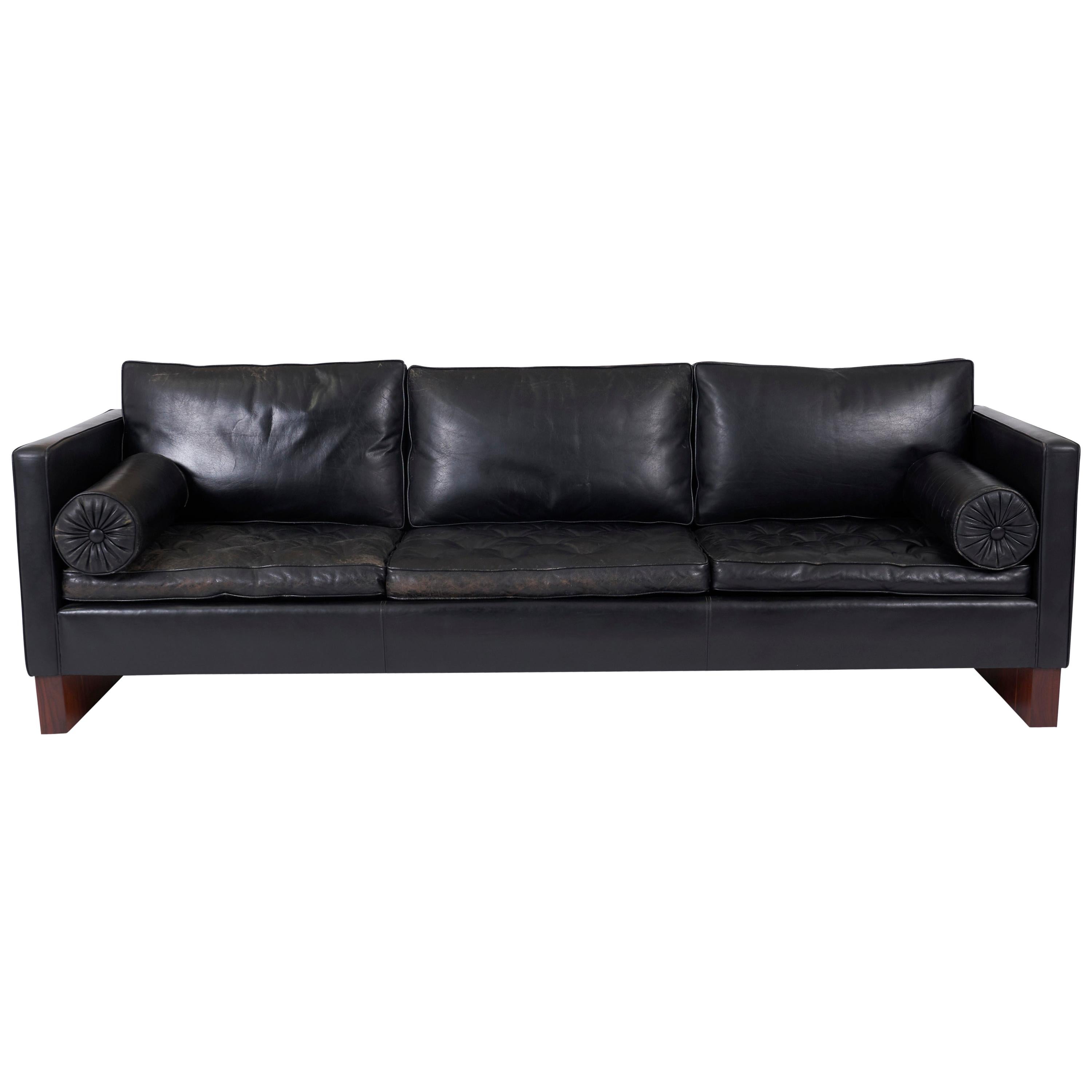Rosewood and Leather Sofa, Ludwig Mies van der Rohe, Knoll, 1960