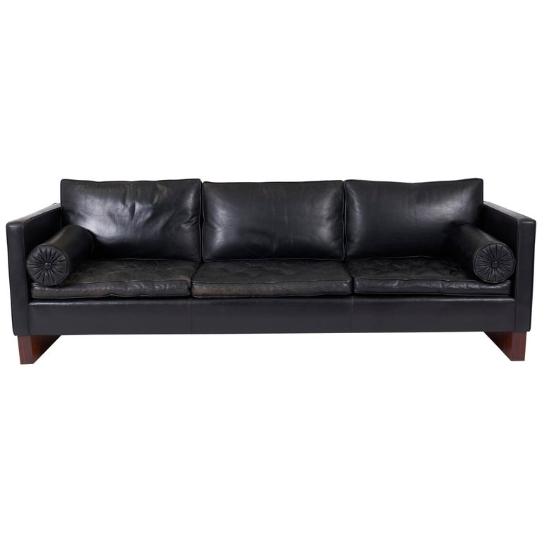Rosewood and Leather Sofa, Ludwig Mies van der Rohe, Knoll, 1960 at 1stDibs