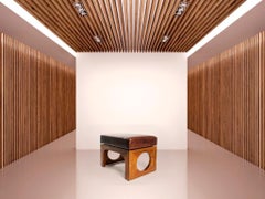 Rosewood and Leather Upholstered Bench