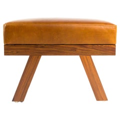 Rosewood and Leather Upholstered Bench
