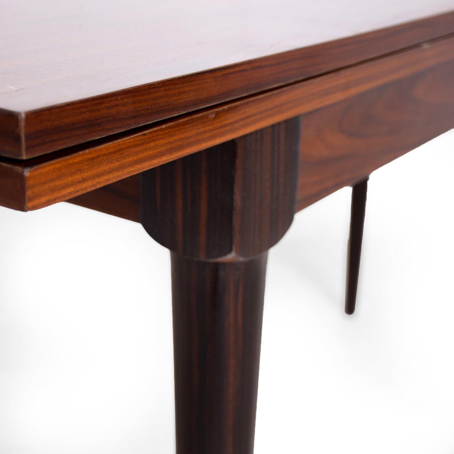 Rosewood and Macassar Console Dining Table In Excellent Condition In Chula Vista, CA