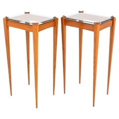 Rosewood and Macassar Ebony End Tables, Pair