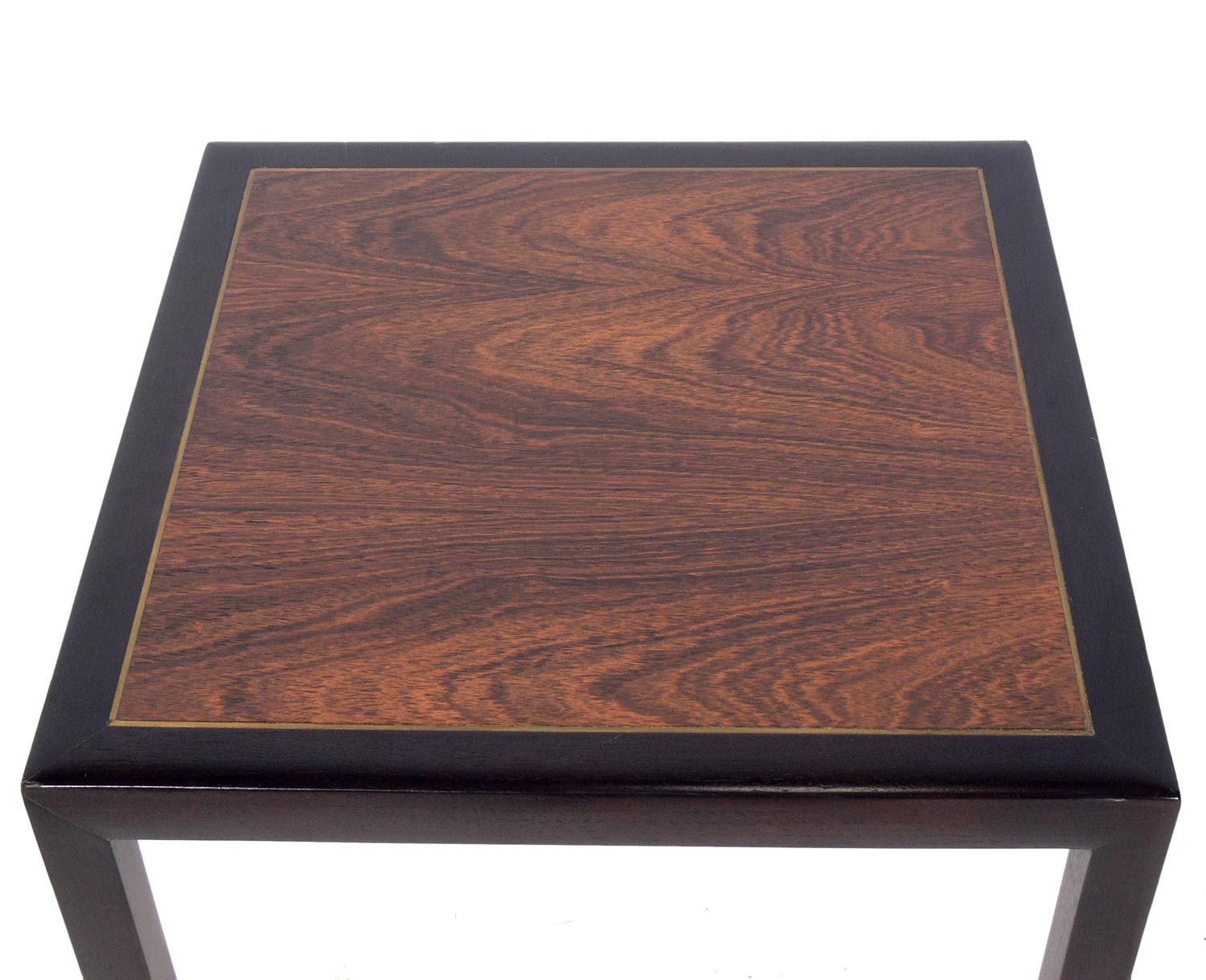 Rosewood and Mahogany End Tables Attributed to Dunbar In Fair Condition In Atlanta, GA