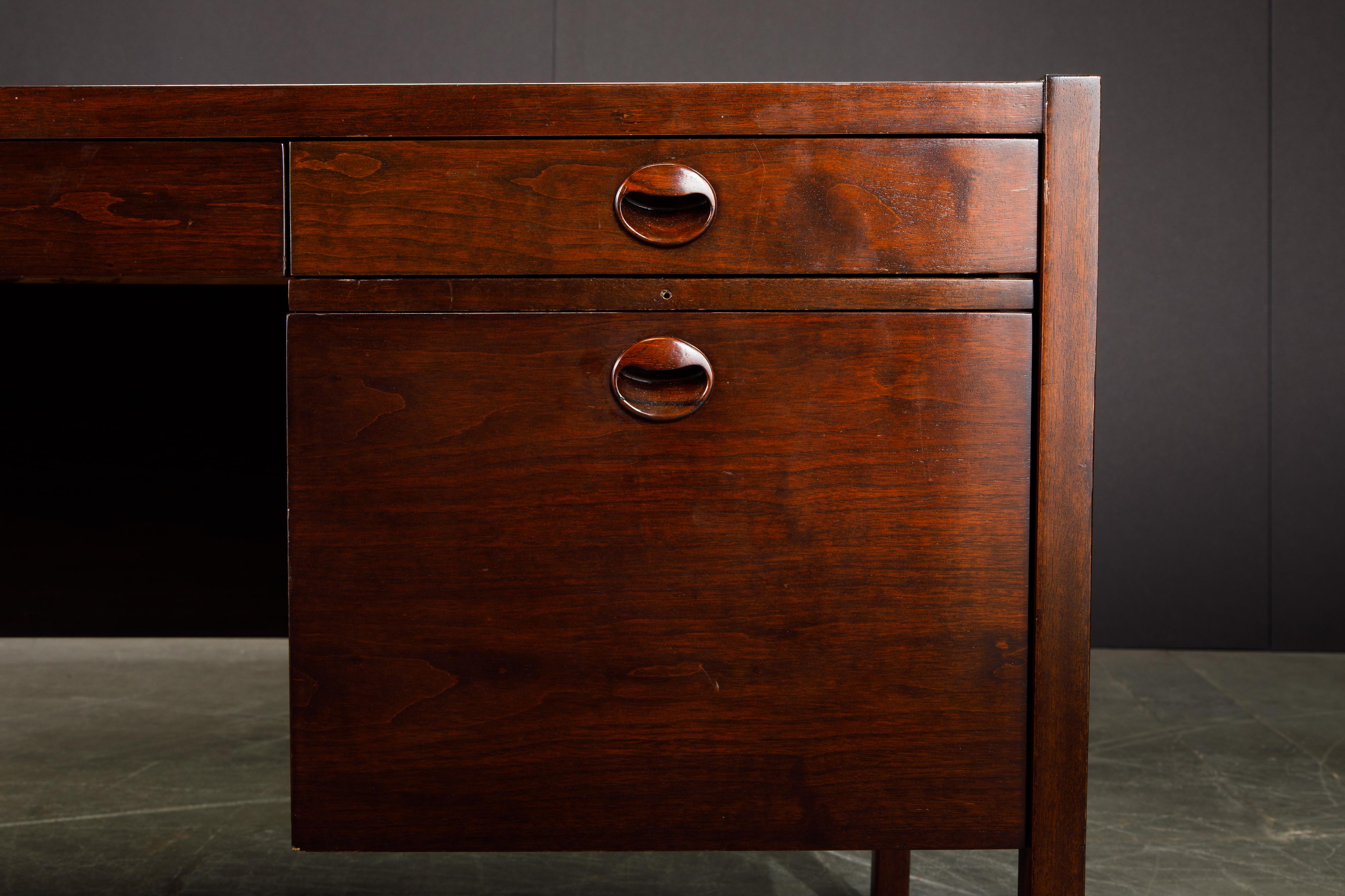 Rosewood and Mahogany Executive Desk by Edward Wormley for Dunbar, 1963, Signed 13
