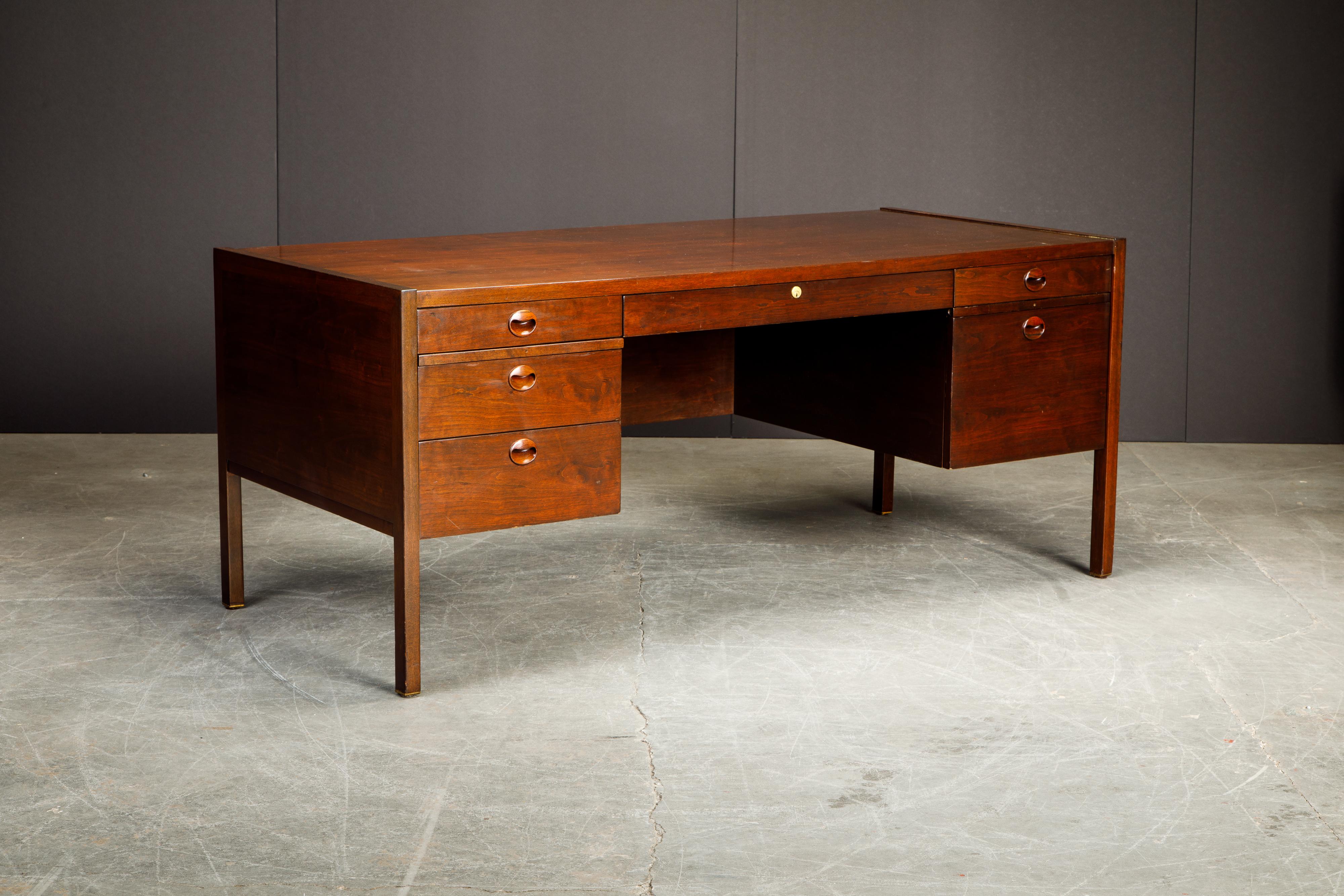 American Rosewood and Mahogany Executive Desk by Edward Wormley for Dunbar, 1963, Signed
