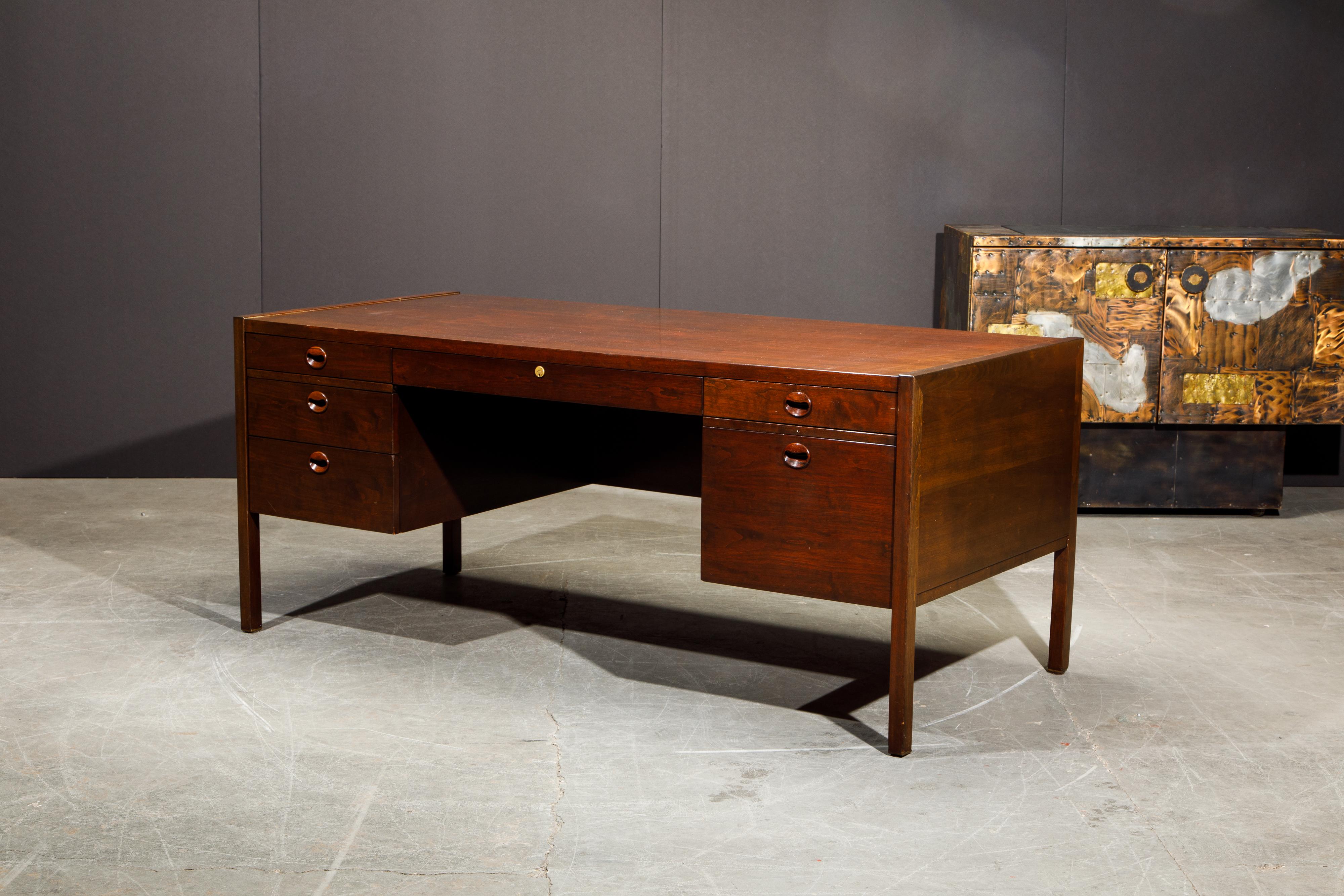 Mid-20th Century Rosewood and Mahogany Executive Desk by Edward Wormley for Dunbar, 1963, Signed