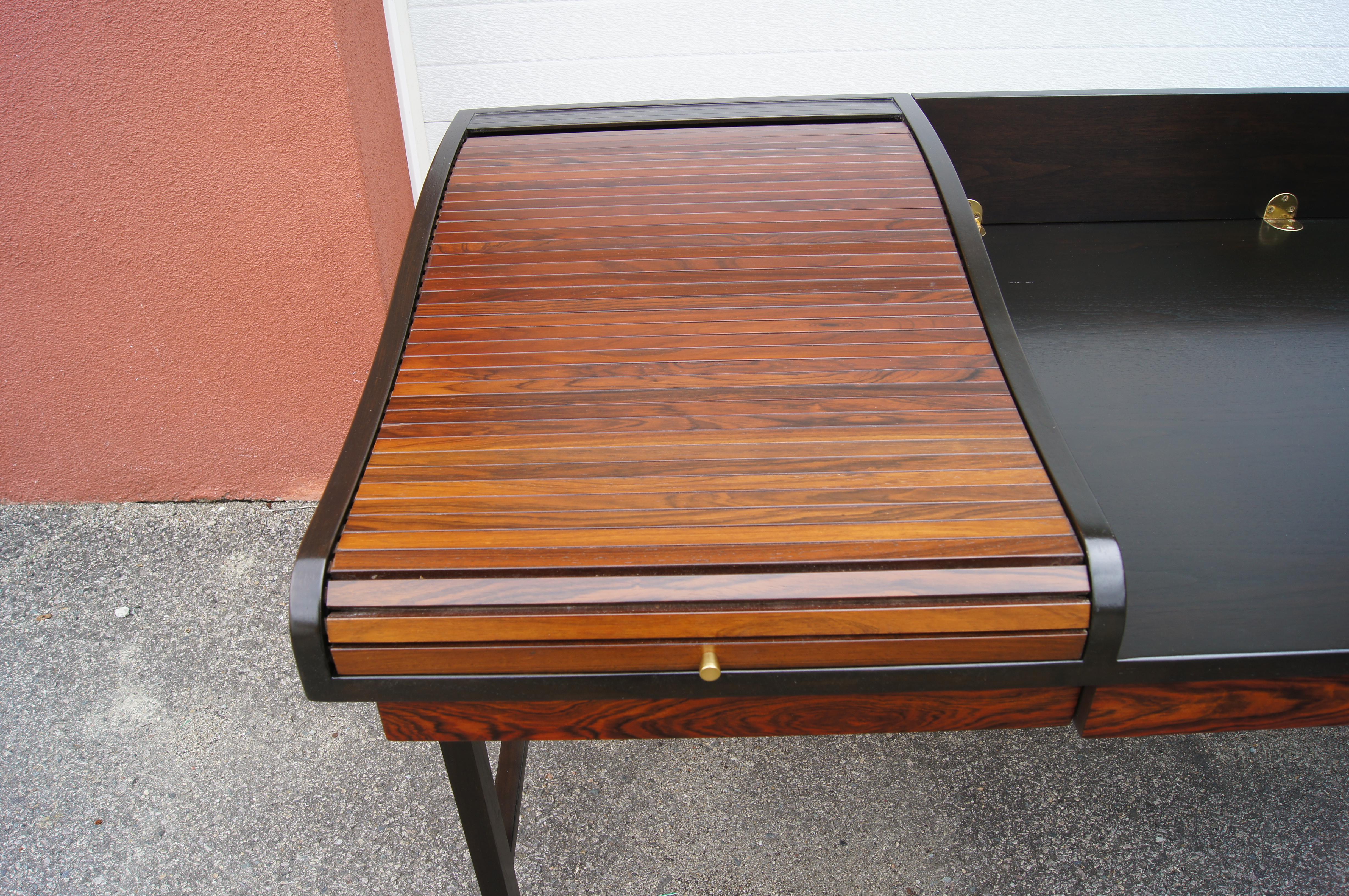 American Rosewood and Mahogany Roll-Top Desk by Edward Wormley for Dunbar For Sale