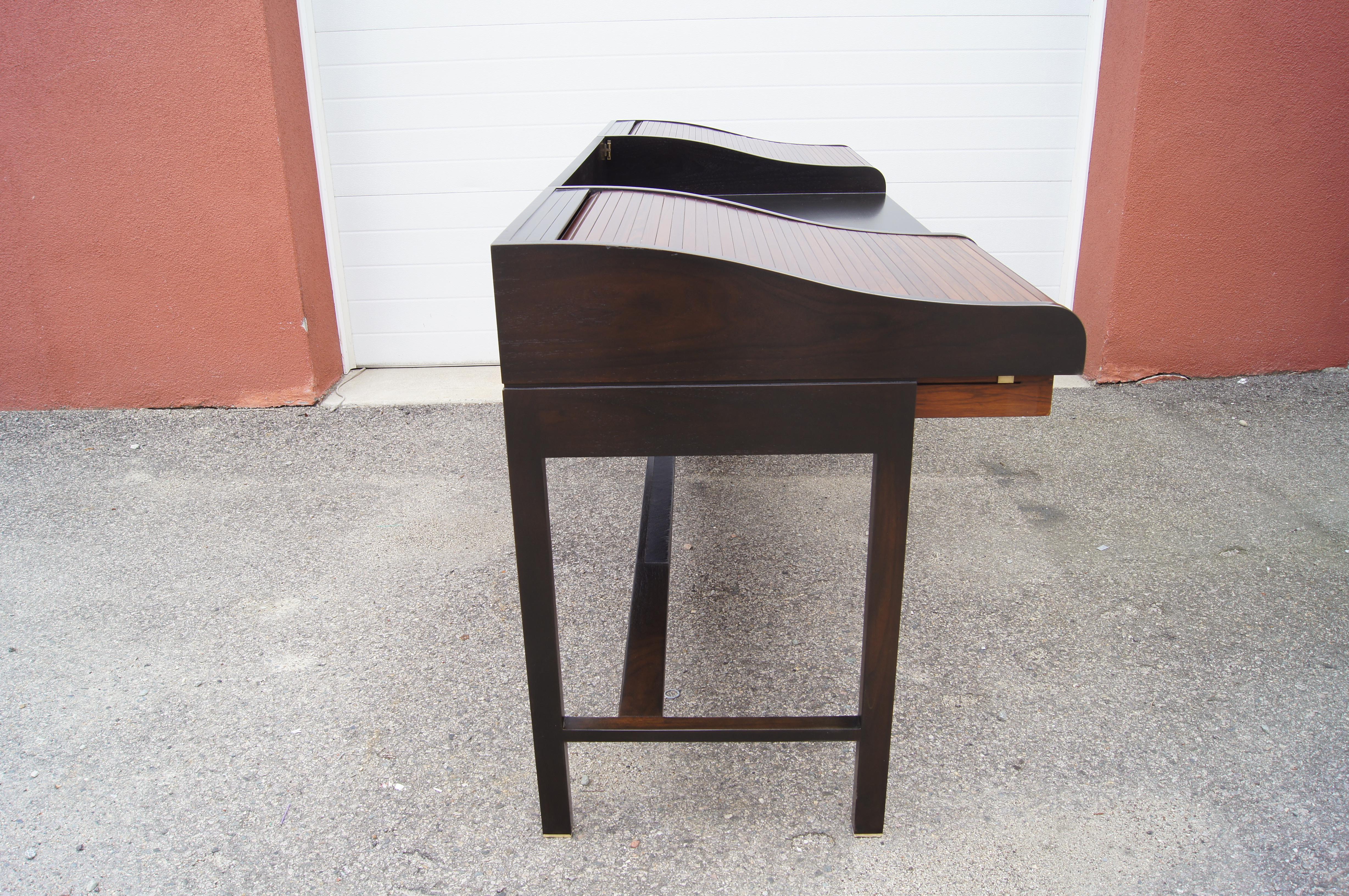 Mid-Century Modern Rosewood and Mahogany Roll-Top Desk by Edward Wormley for Dunbar For Sale