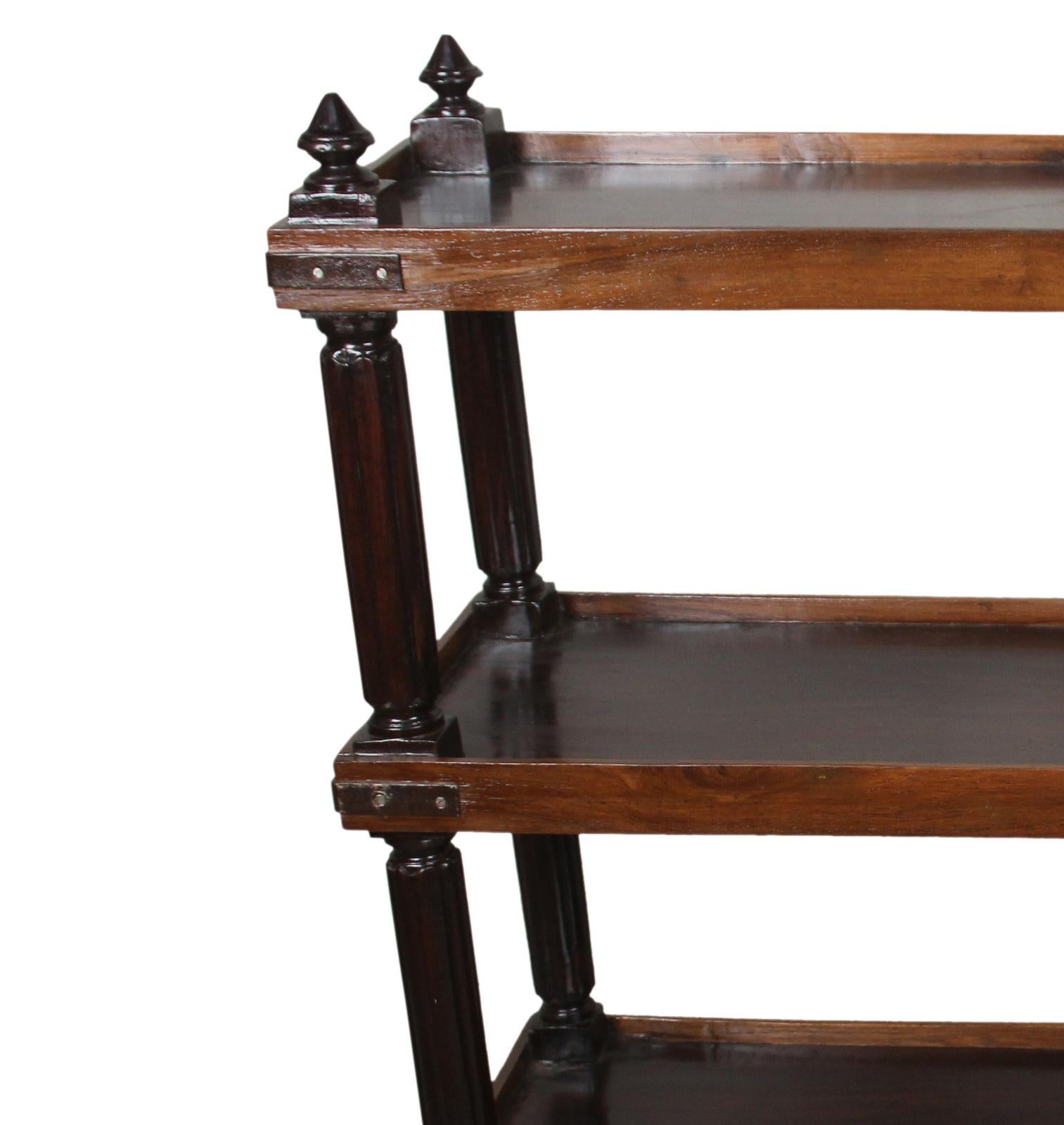 Rosewood and Mahogany Three-Tier Shelf Étagère Bookcase, 1940s In Good Condition In Nantucket, MA