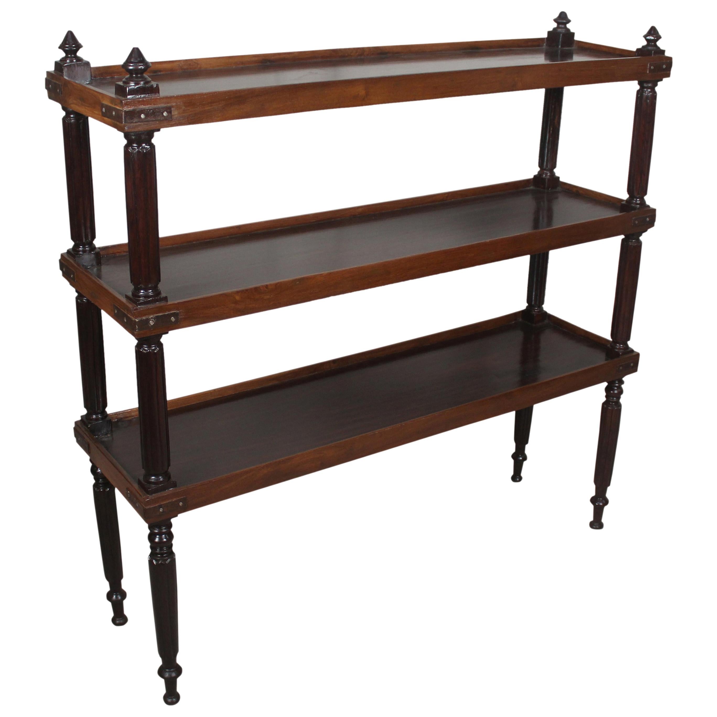 Rosewood and Mahogany Three-Tier Shelf Étagère Bookcase, 1940s
