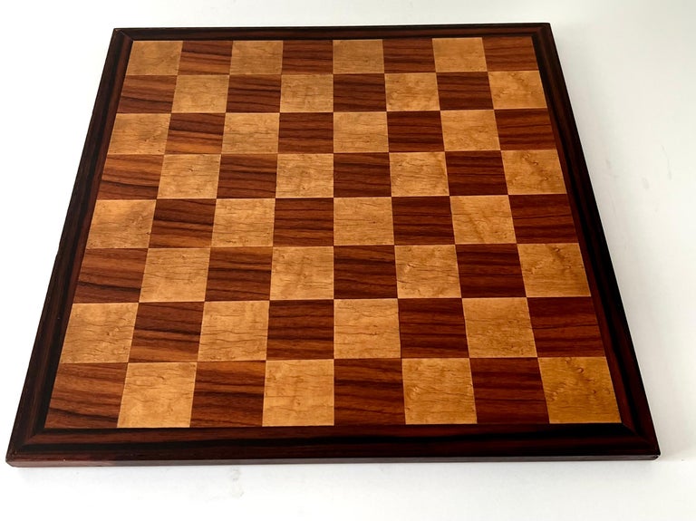 Hand Crafted Walnut And Maple Checkers/Chess Board With Carved