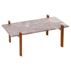 Retro Rosewood and Marble Coffee Table by Celina Decoracoes, Midcentury Brazil, 1960s