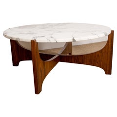Rosewood and Marble Coffee Table by Hugues Poignant, 1960s