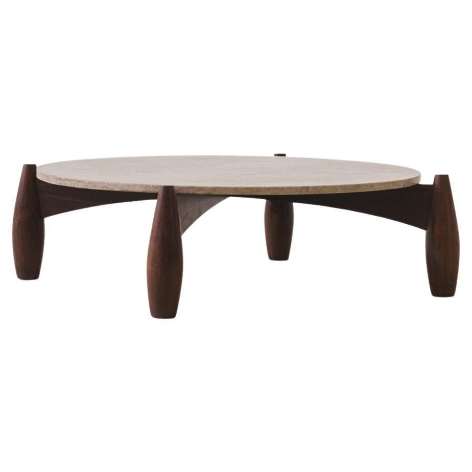 Rosewood and marble Coffee Table by Unknown designer, Brazilian Midentury, 1960s