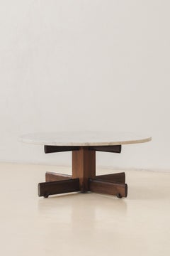 Table basse en bois de rose et marbre, designer inconnu, style brésilien du milieu du siècle, années 1960