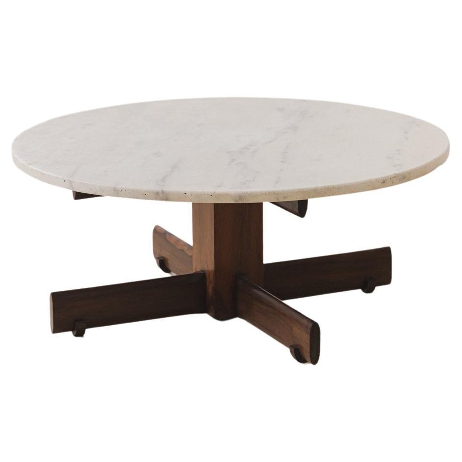 Rosewood and Marble Coffee Table, Unknown Designer, Mid-Century Brazilian, 1960s