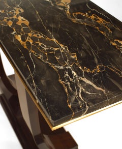 Rosewood and Marble Console, Attrib. to Leleu