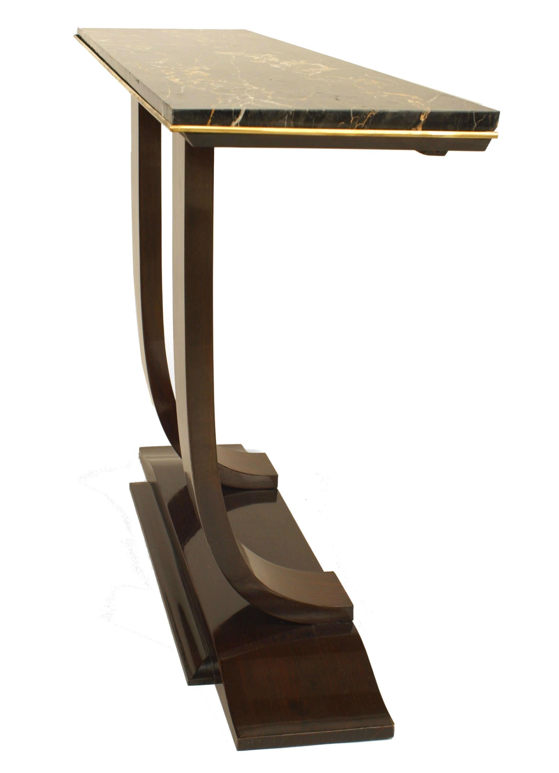 Art Deco Rosewood and Marble Console, Attrib. to Leleu