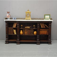 Rosewood and Marble-Top Open Bookcase