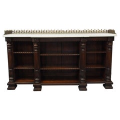 Rosewood and Marble-Top Open Bookcase