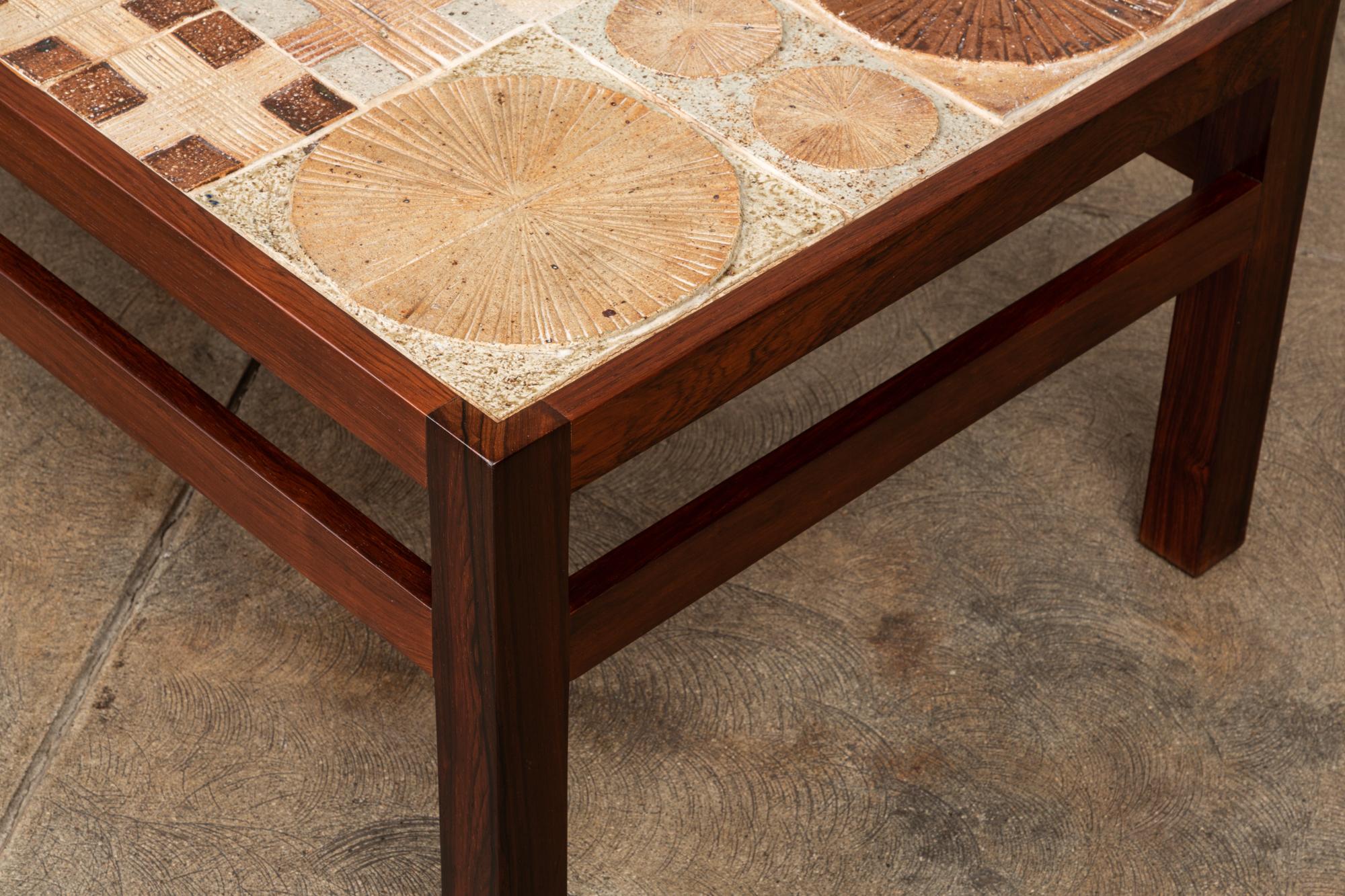 Rosewood and Mosaic Tile Coffee Table by Tue Poulsen 4