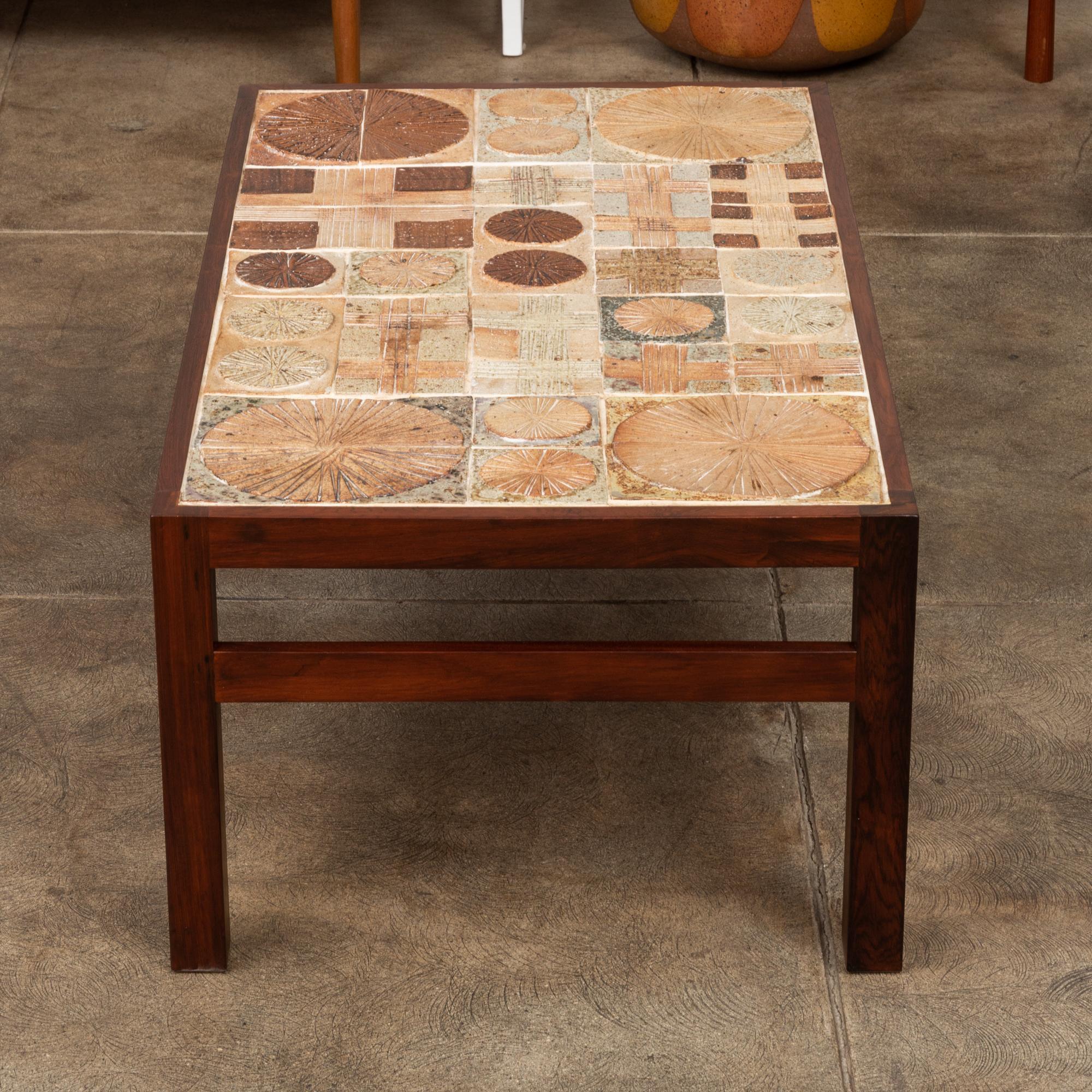 Rosewood and Mosaic Tile Coffee Table by Tue Poulsen 1