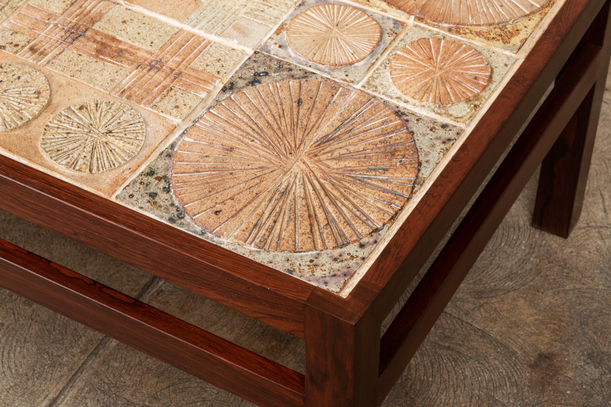 Rosewood and Mosaic Tile Coffee Table by Tue Poulsen 5