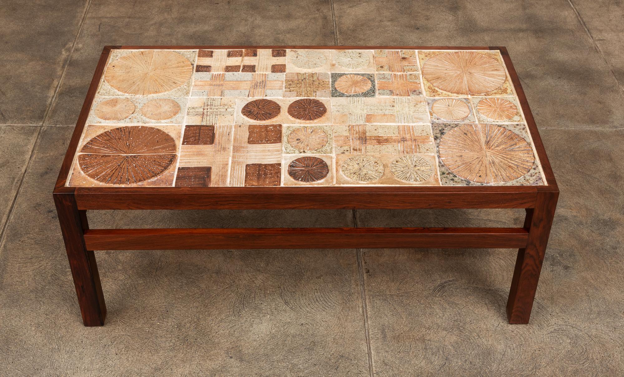 Rosewood and Mosaic Tile Coffee Table by Tue Poulsen 2