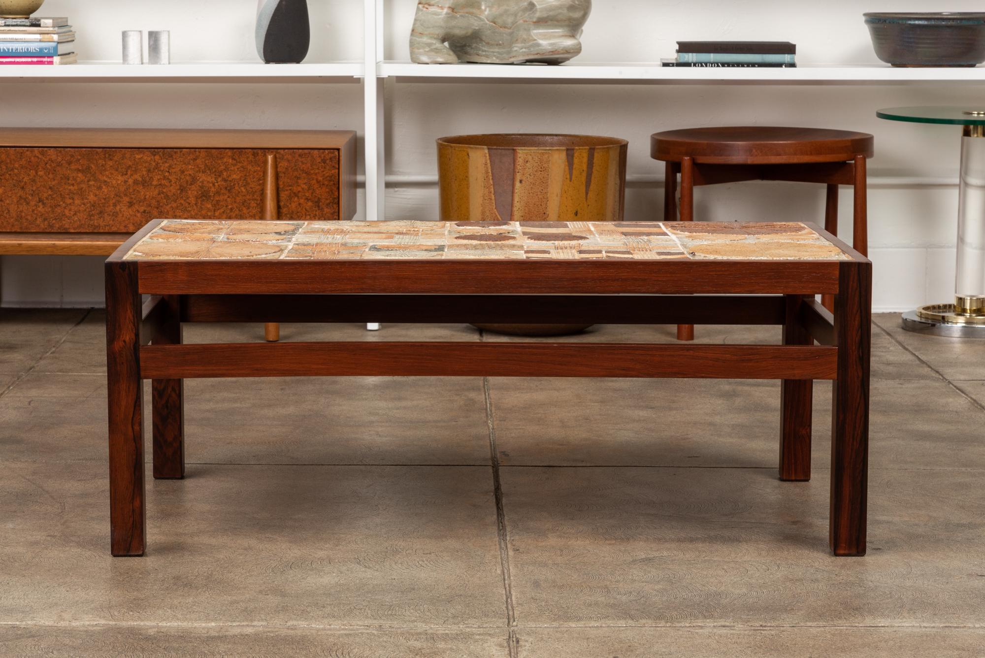 Mid-Century Modern Rosewood and Mosaic Tile Coffee Table by Tue Poulsen