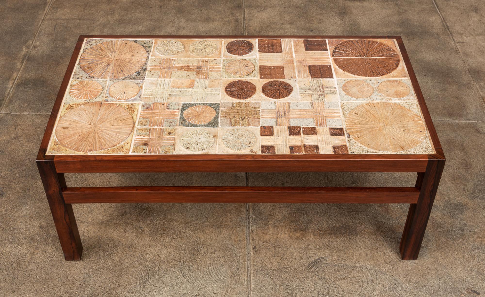 Danish Rosewood and Mosaic Tile Coffee Table by Tue Poulsen