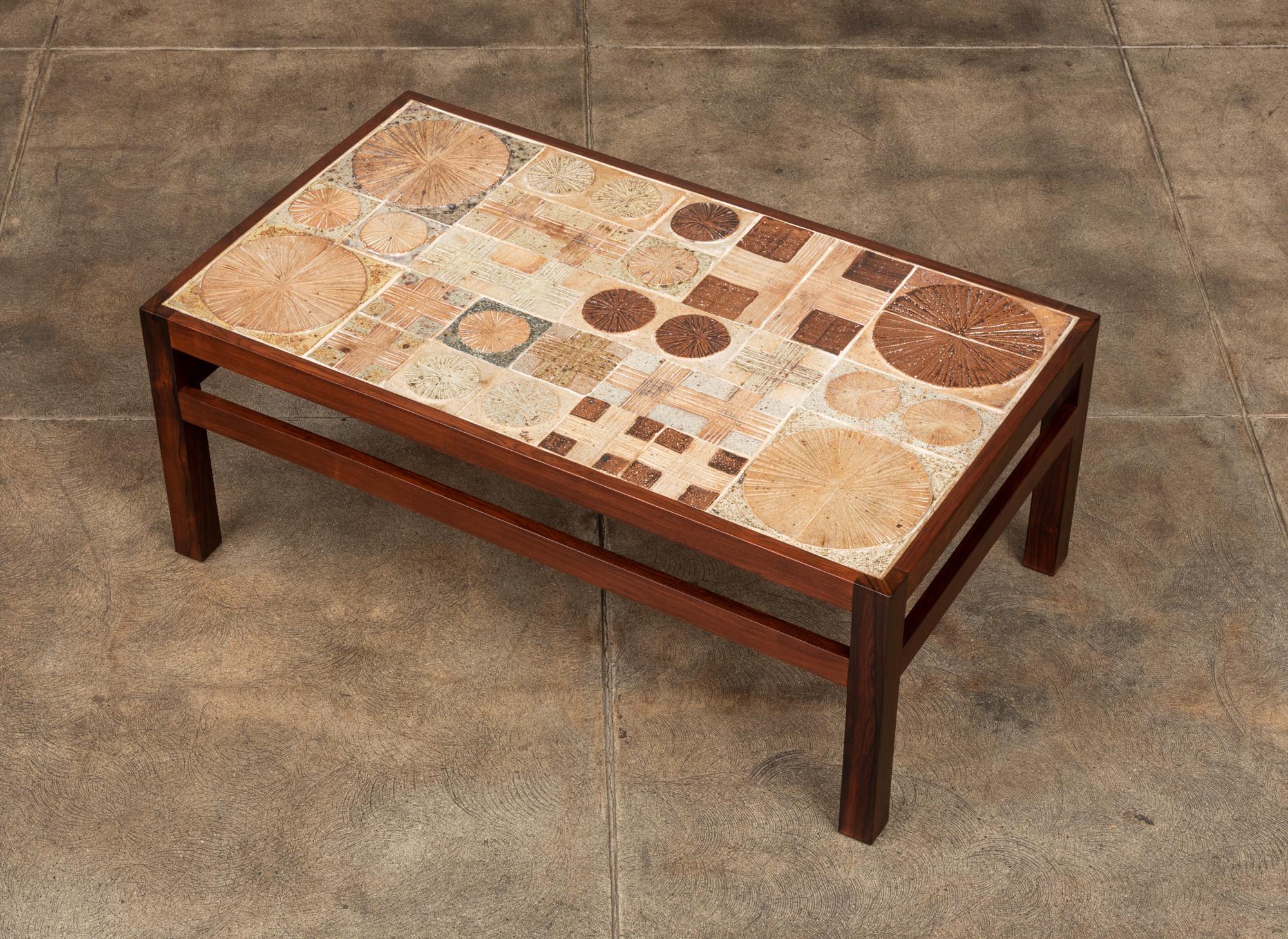 Mid-20th Century Rosewood and Mosaic Tile Coffee Table by Tue Poulsen