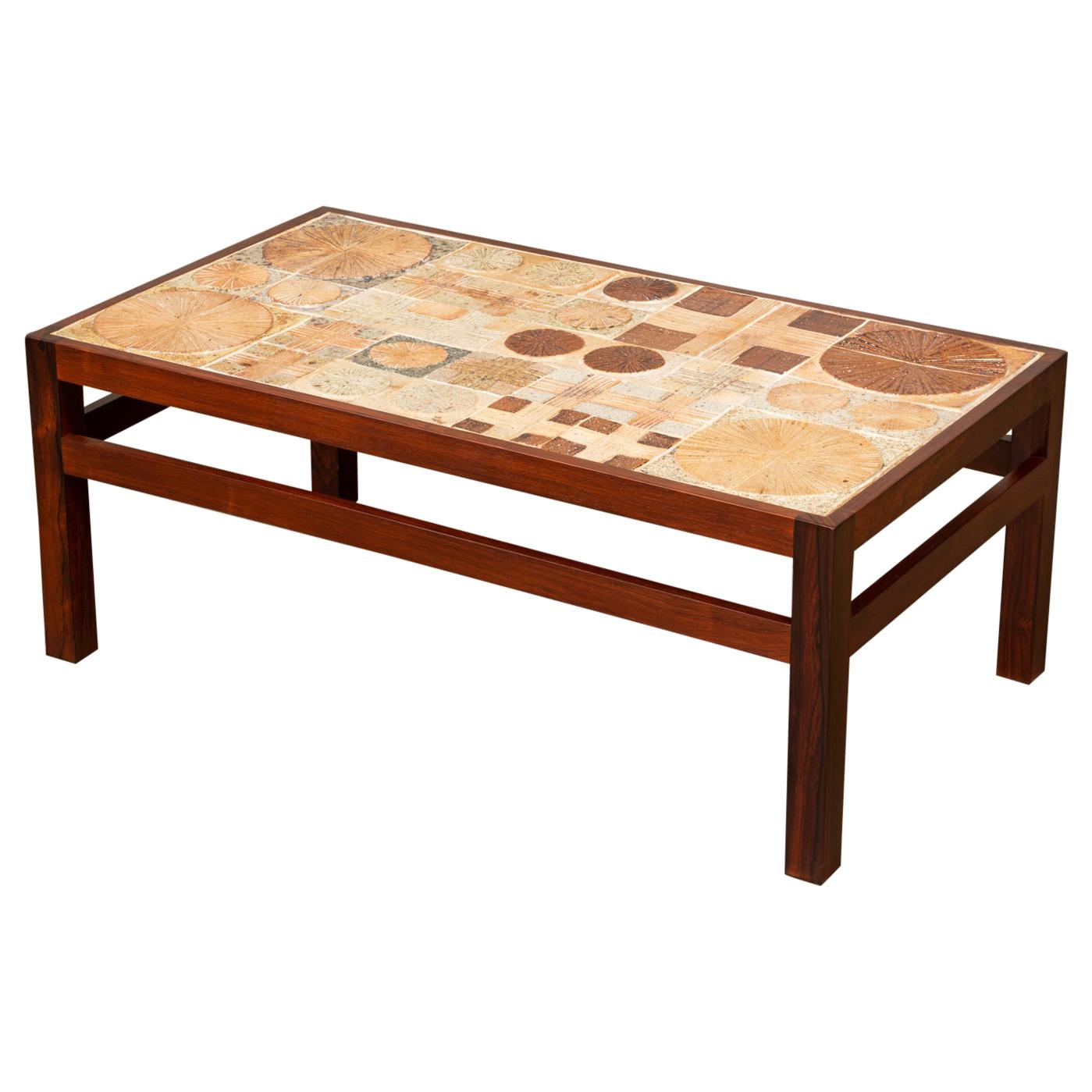 Rosewood and Mosaic Tile Coffee Table by Tue Poulsen