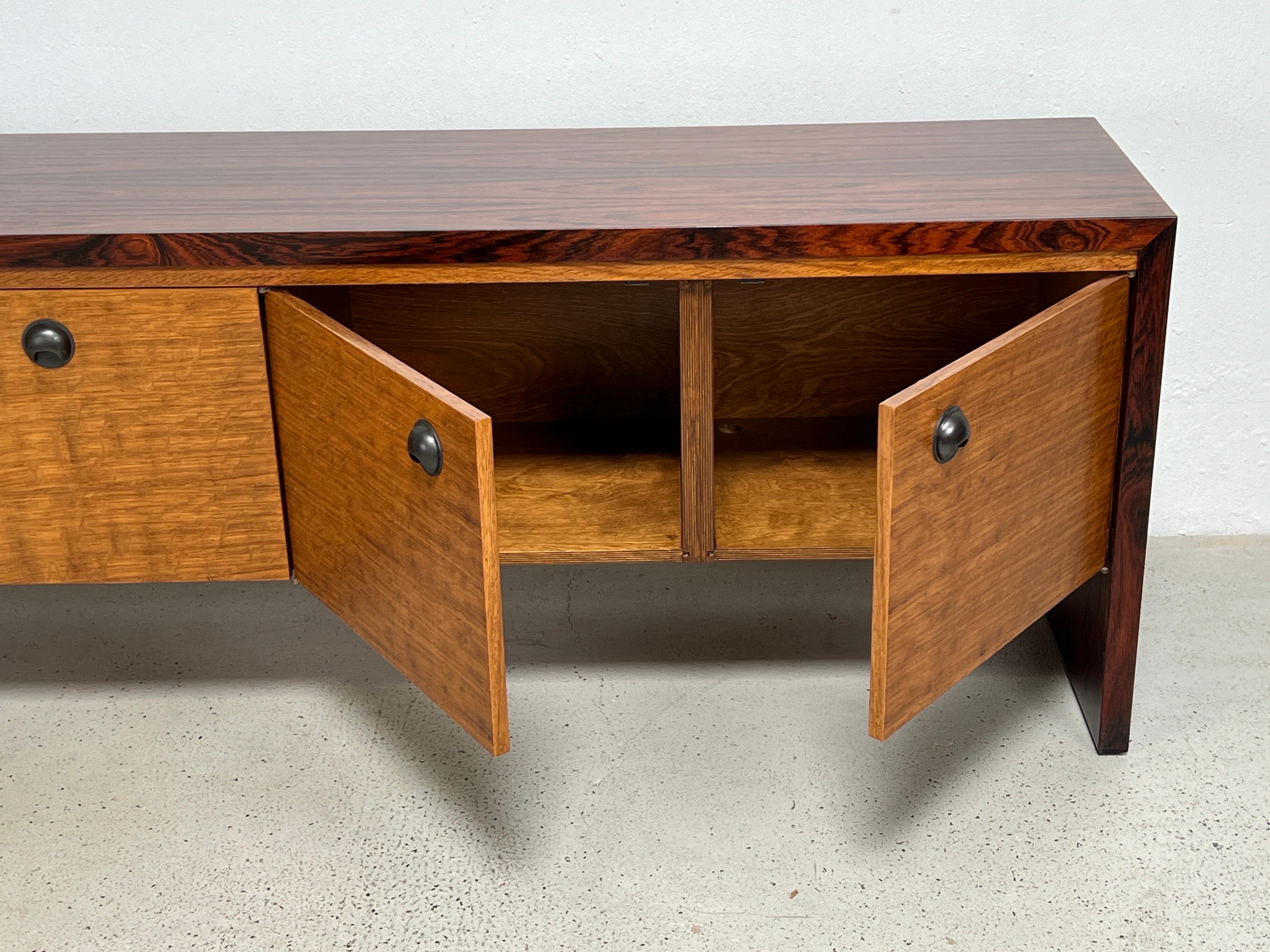 Rosewood and Oak Credenza by Edward Wormley for Dunbar For Sale 2
