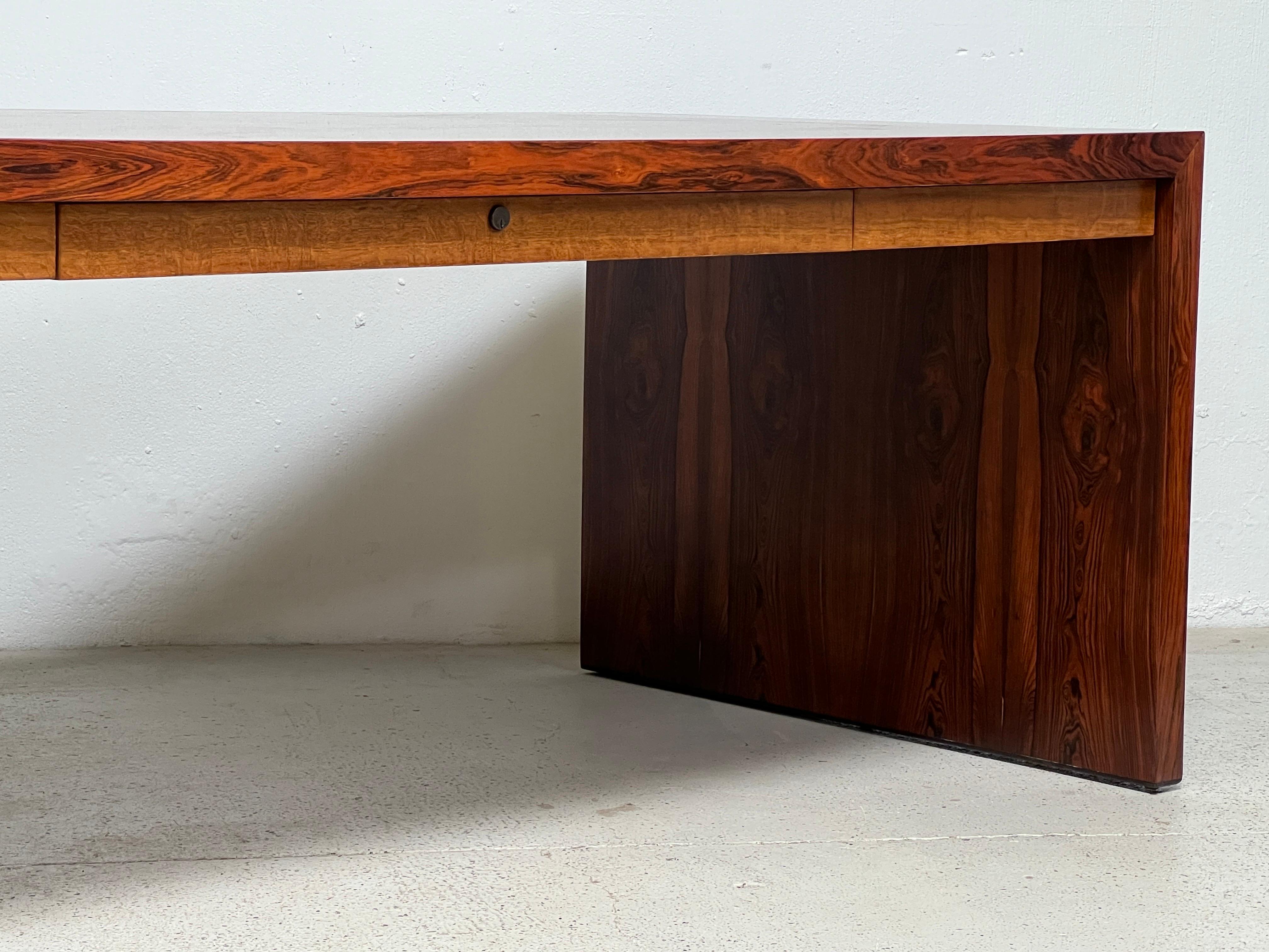 Rosewood and Oak Desk by Edward Wormley for Dunbar  For Sale 11